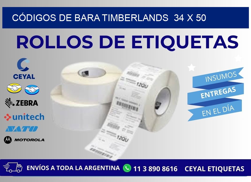 CÓDIGOS DE BARA TIMBERLANDS  34 x 50