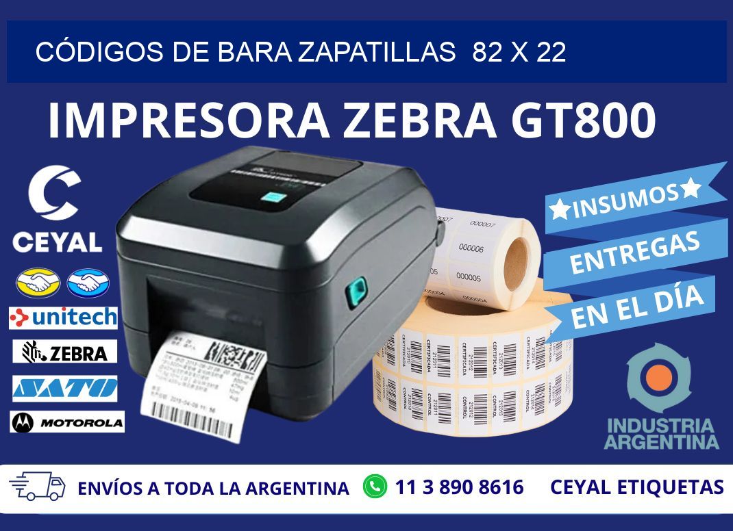 CÓDIGOS DE BARA ZAPATILLAS  82 x 22