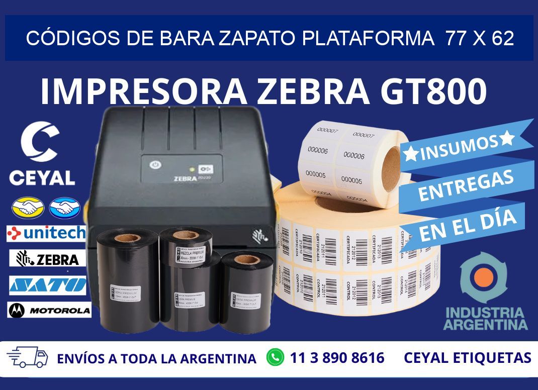 CÓDIGOS DE BARA ZAPATO PLATAFORMA  77 x 62