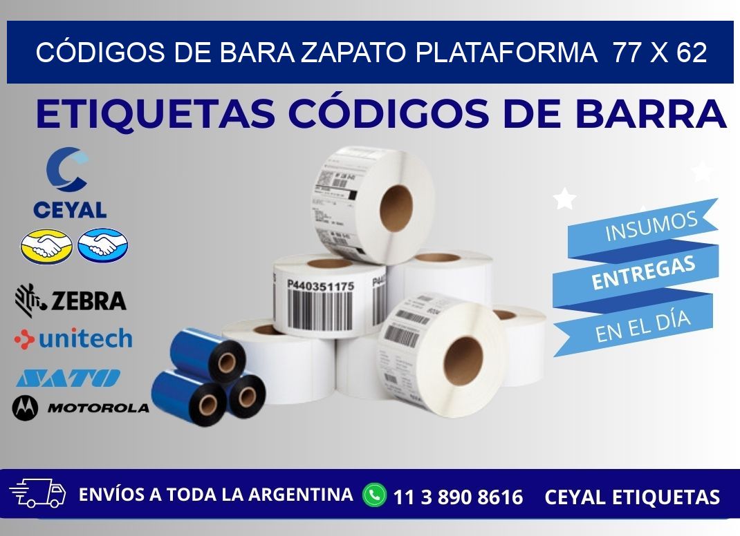 CÓDIGOS DE BARA ZAPATO PLATAFORMA  77 x 62