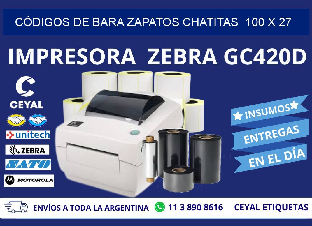 CÓDIGOS DE BARA ZAPATOS CHATITAS  100 x 27