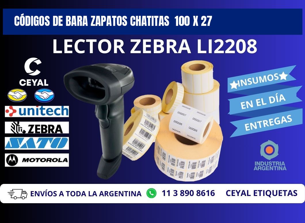 CÓDIGOS DE BARA ZAPATOS CHATITAS  100 x 27