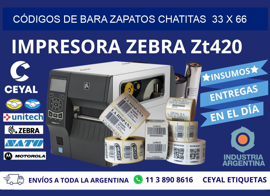 CÓDIGOS DE BARA ZAPATOS CHATITAS  33 x 66