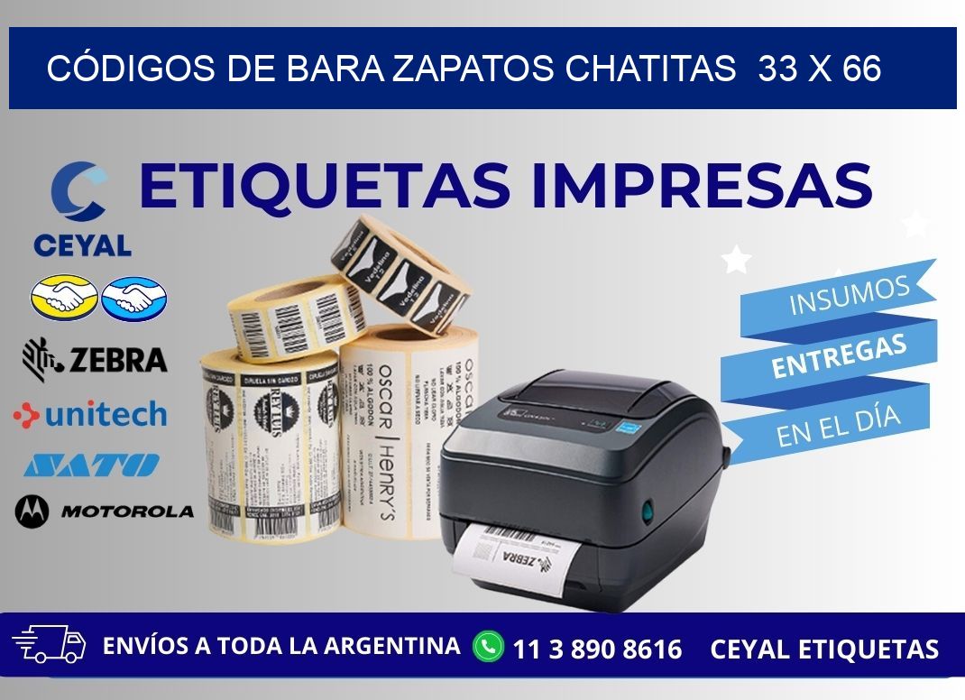 CÓDIGOS DE BARA ZAPATOS CHATITAS  33 x 66