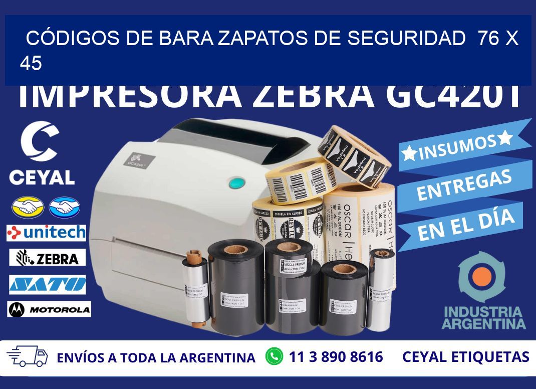 CÓDIGOS DE BARA ZAPATOS DE SEGURIDAD  76 x 45