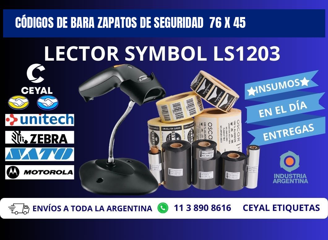 CÓDIGOS DE BARA ZAPATOS DE SEGURIDAD  76 x 45