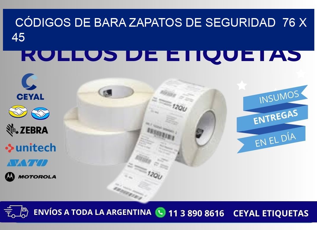 CÓDIGOS DE BARA ZAPATOS DE SEGURIDAD  76 x 45