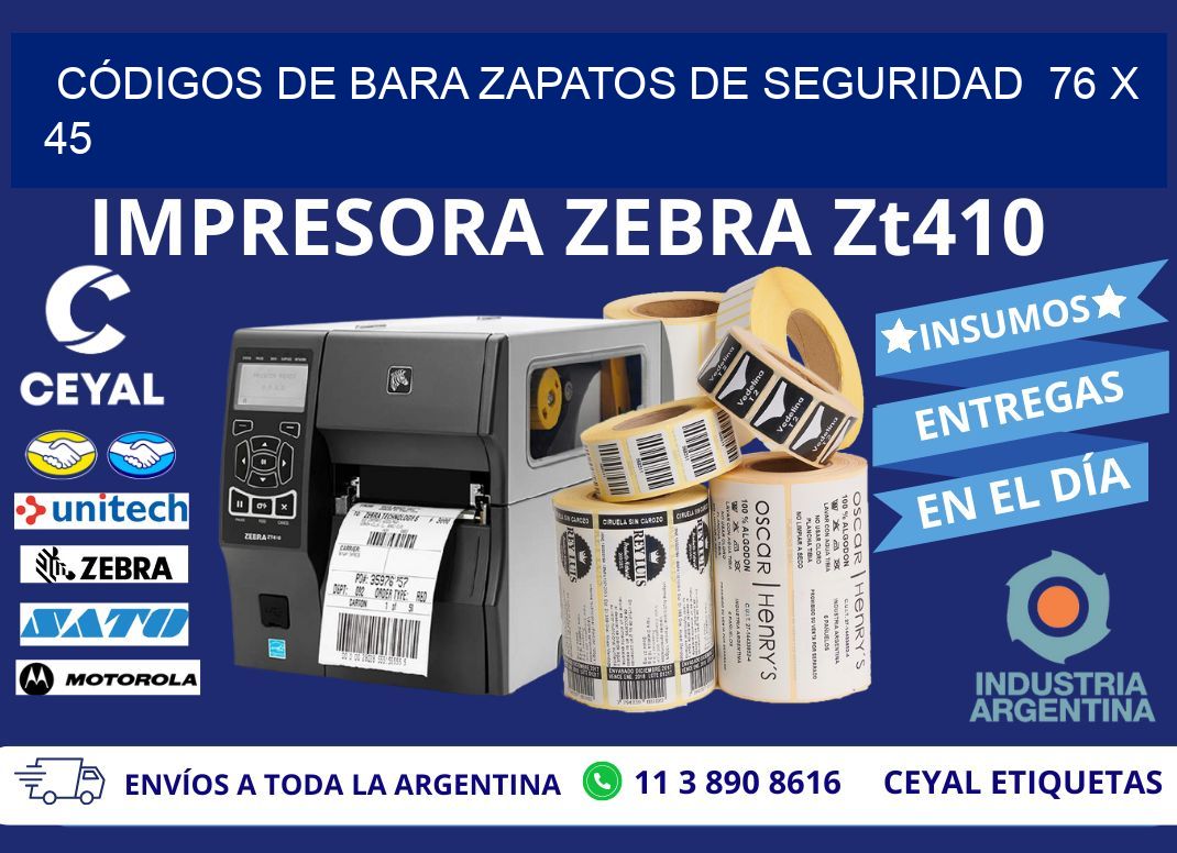 CÓDIGOS DE BARA ZAPATOS DE SEGURIDAD  76 x 45