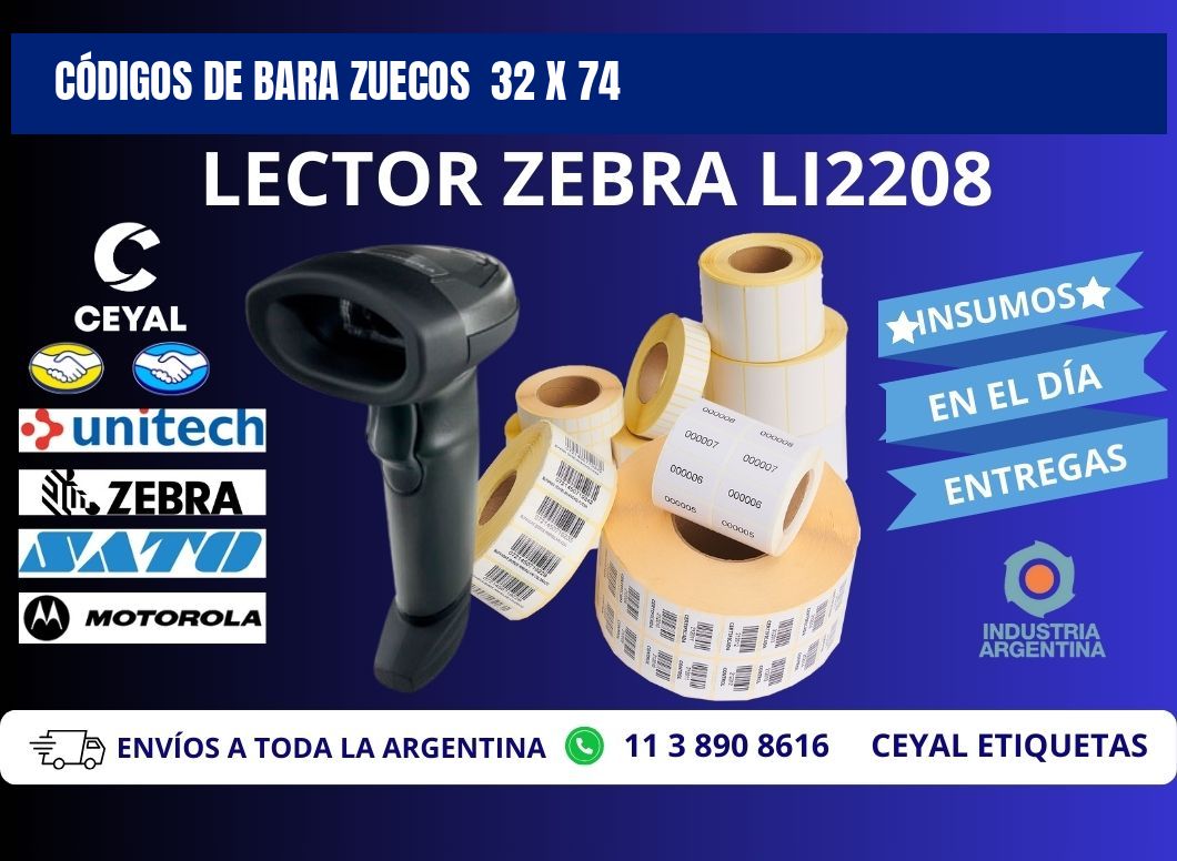 CÓDIGOS DE BARA ZUECOS  32 x 74