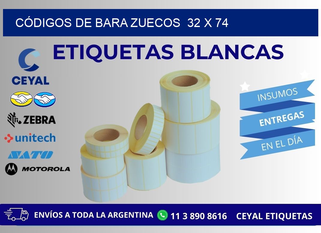 CÓDIGOS DE BARA ZUECOS  32 x 74
