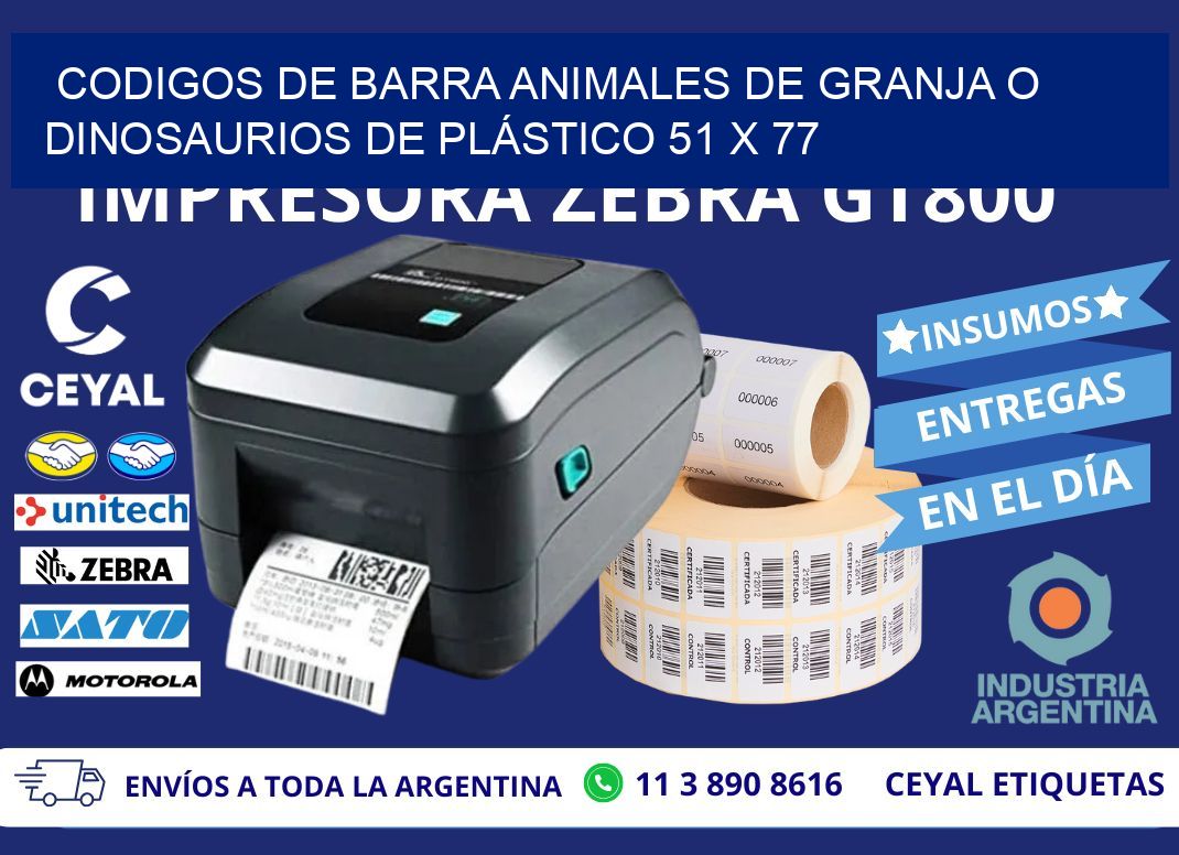 CODIGOS DE BARRA ANIMALES DE GRANJA O DINOSAURIOS DE PLÁSTICO 51 x 77