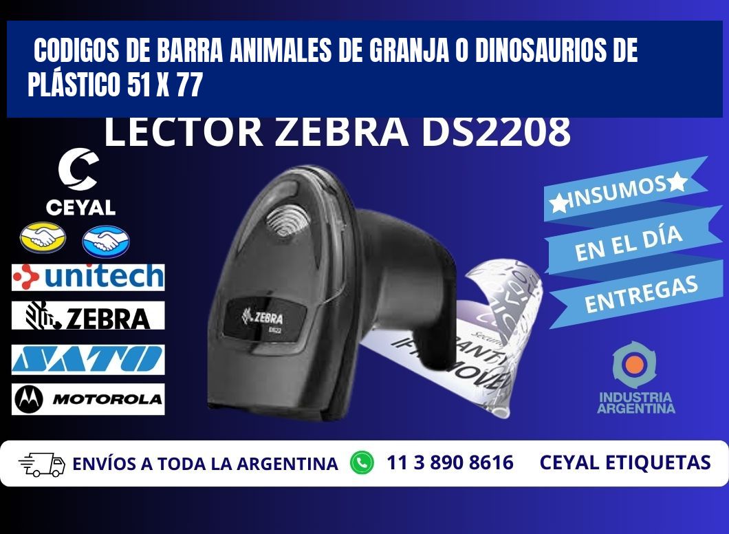 CODIGOS DE BARRA ANIMALES DE GRANJA O DINOSAURIOS DE PLÁSTICO 51 x 77