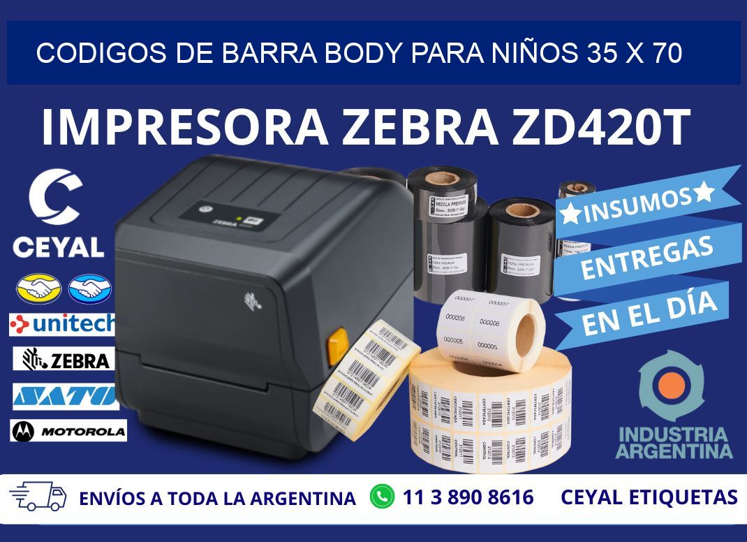 CODIGOS DE BARRA BODY PARA NIÑOS 35 x 70