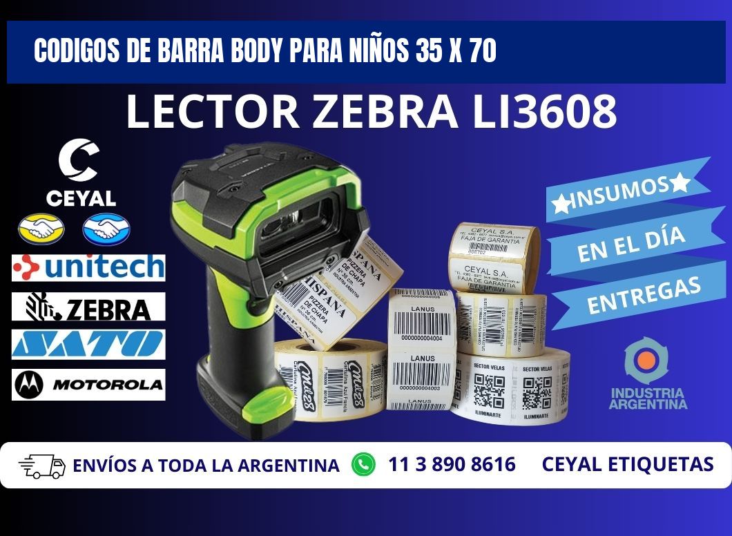 CODIGOS DE BARRA BODY PARA NIÑOS 35 x 70
