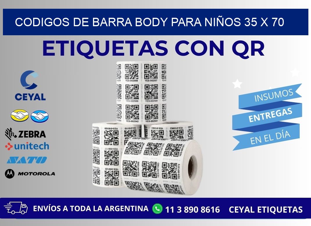 CODIGOS DE BARRA BODY PARA NIÑOS 35 x 70