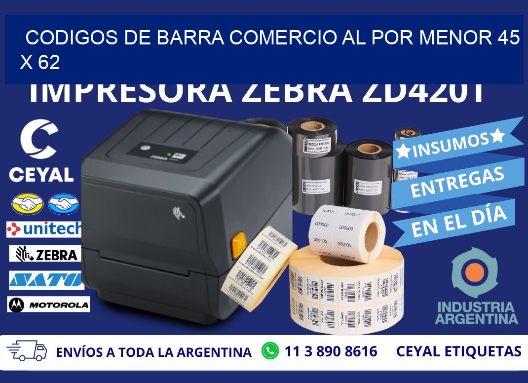 CODIGOS DE BARRA COMERCIO AL POR MENOR 45 x 62