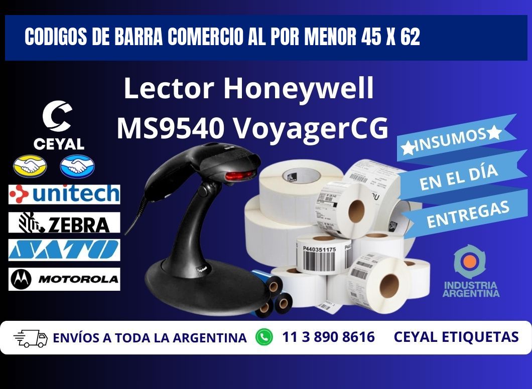 CODIGOS DE BARRA COMERCIO AL POR MENOR 45 x 62
