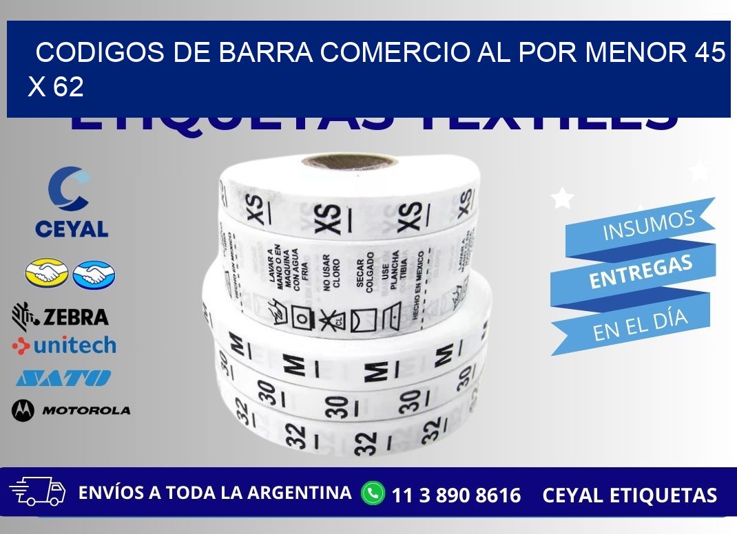 CODIGOS DE BARRA COMERCIO AL POR MENOR 45 x 62
