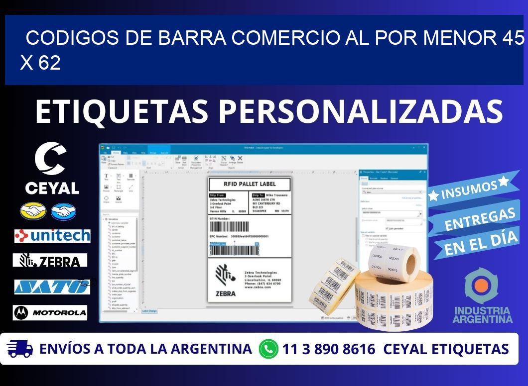 CODIGOS DE BARRA COMERCIO AL POR MENOR 45 x 62