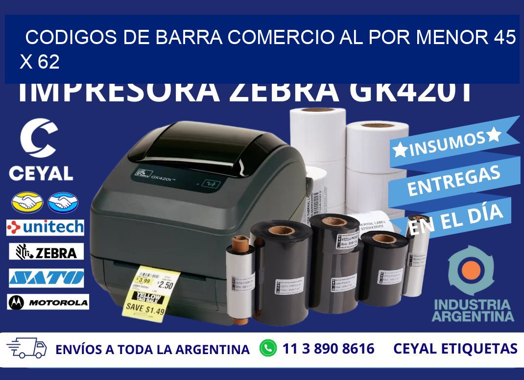 CODIGOS DE BARRA COMERCIO AL POR MENOR 45 x 62
