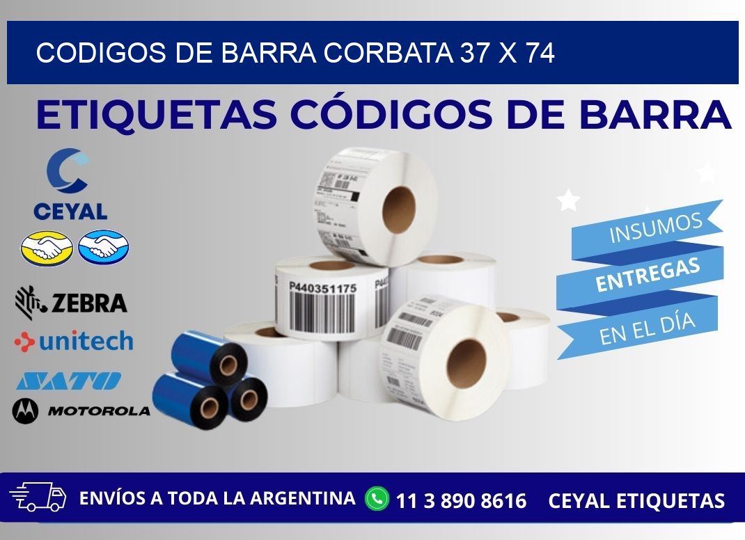 CODIGOS DE BARRA CORBATA 37 x 74