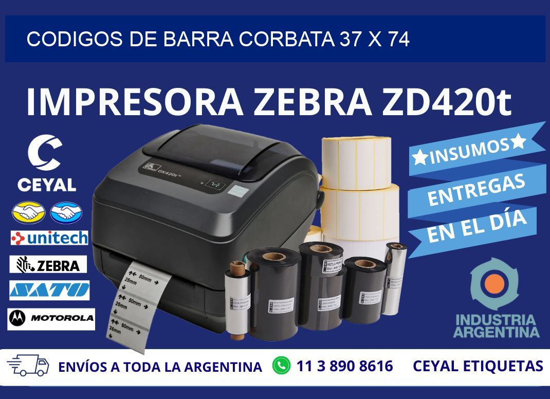 CODIGOS DE BARRA CORBATA 37 x 74