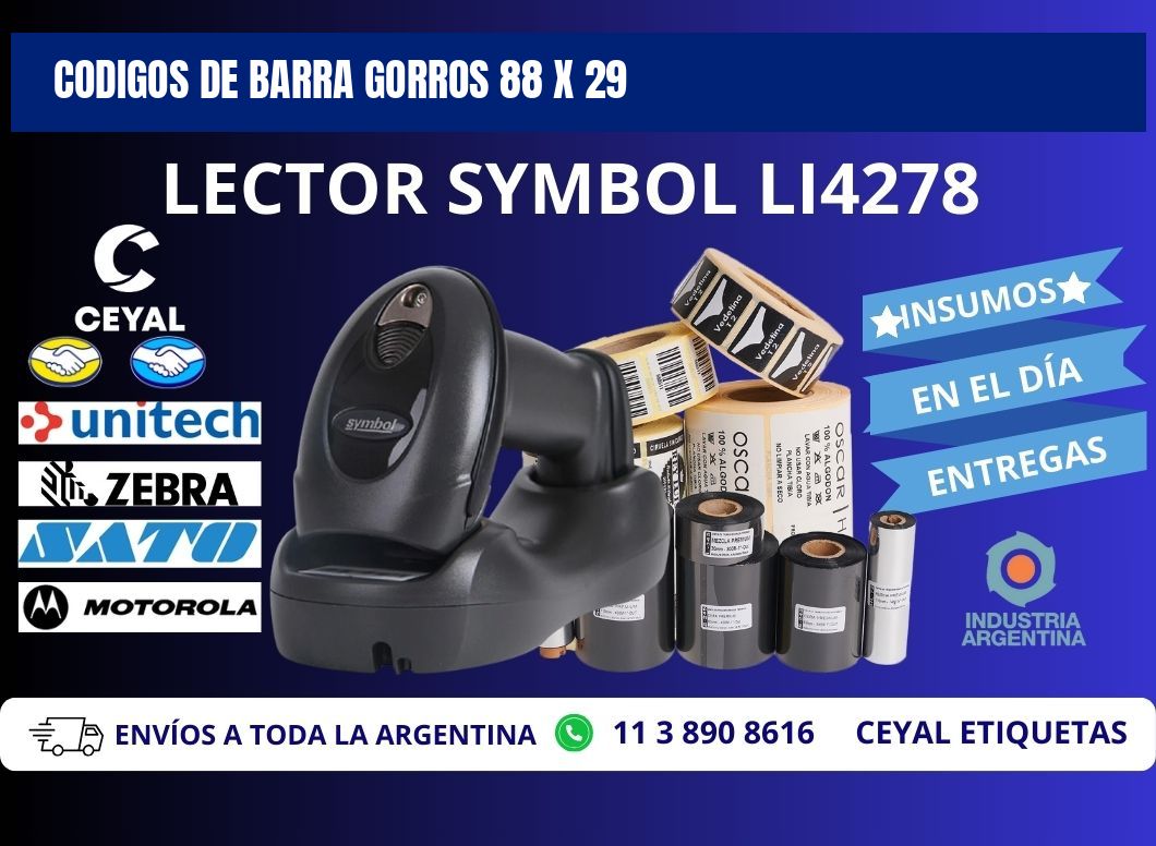 CODIGOS DE BARRA GORROS 88 x 29