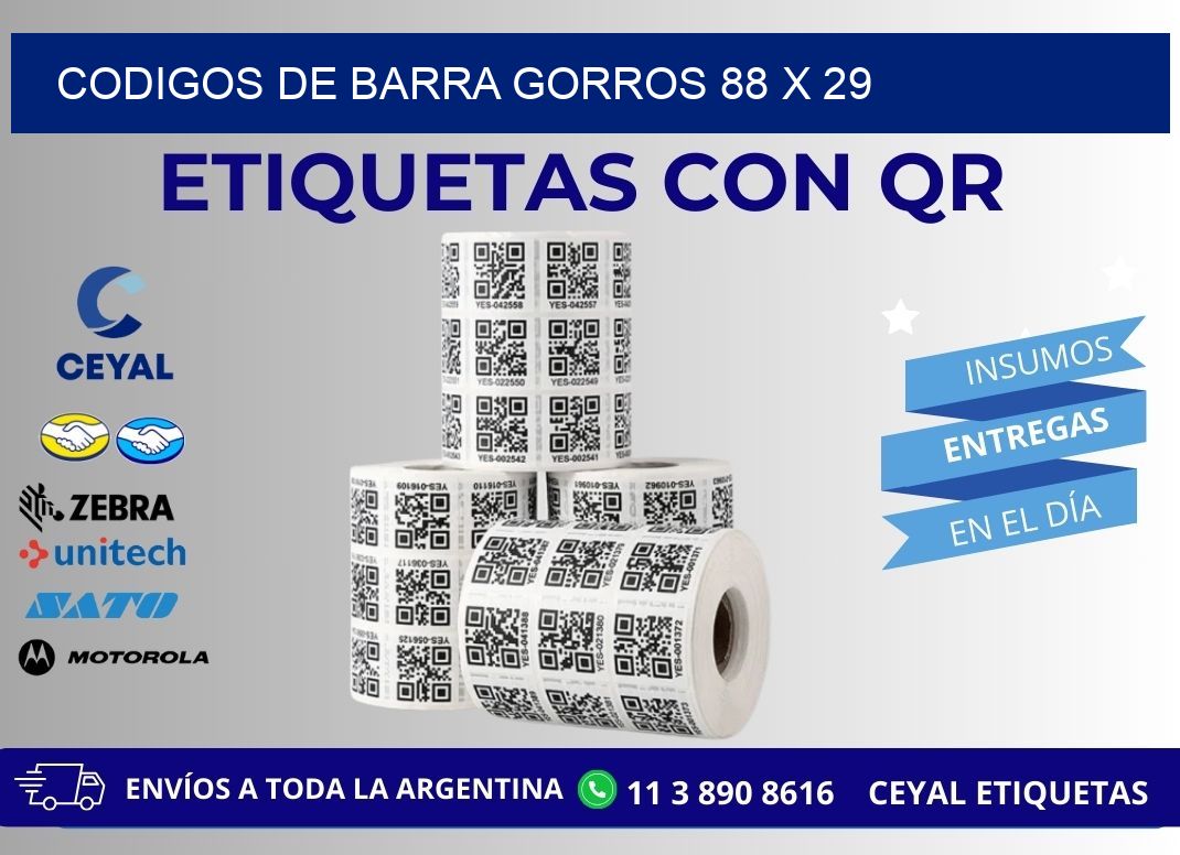 CODIGOS DE BARRA GORROS 88 x 29