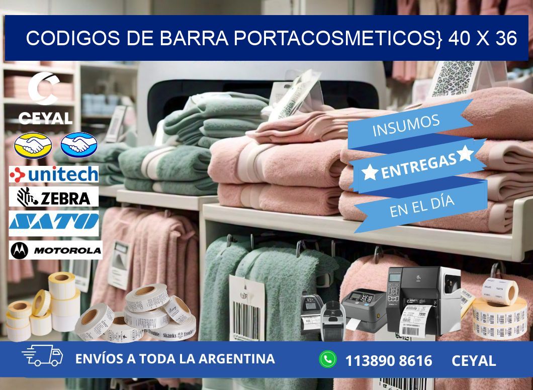 CODIGOS DE BARRA PORTACOSMETICOS} 40 x 36