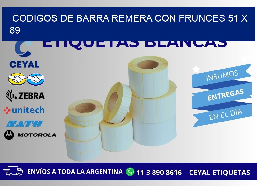 CODIGOS DE BARRA REMERA CON FRUNCES 51 x 89