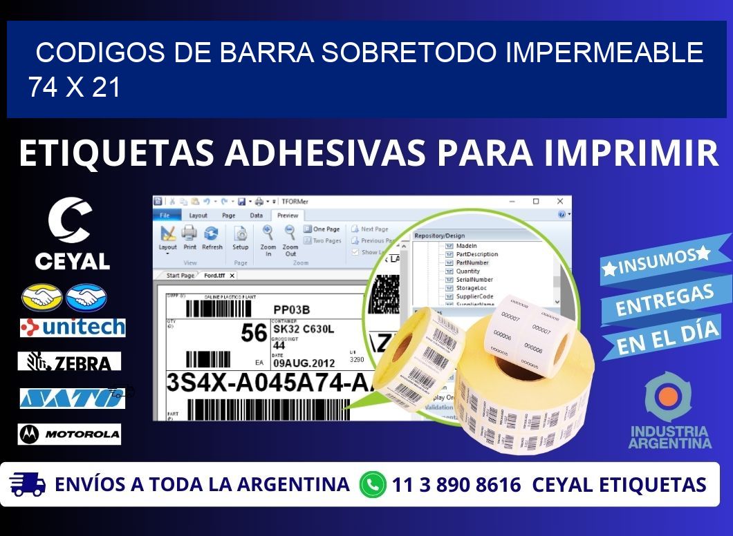 CODIGOS DE BARRA SOBRETODO IMPERMEABLE 74 x 21