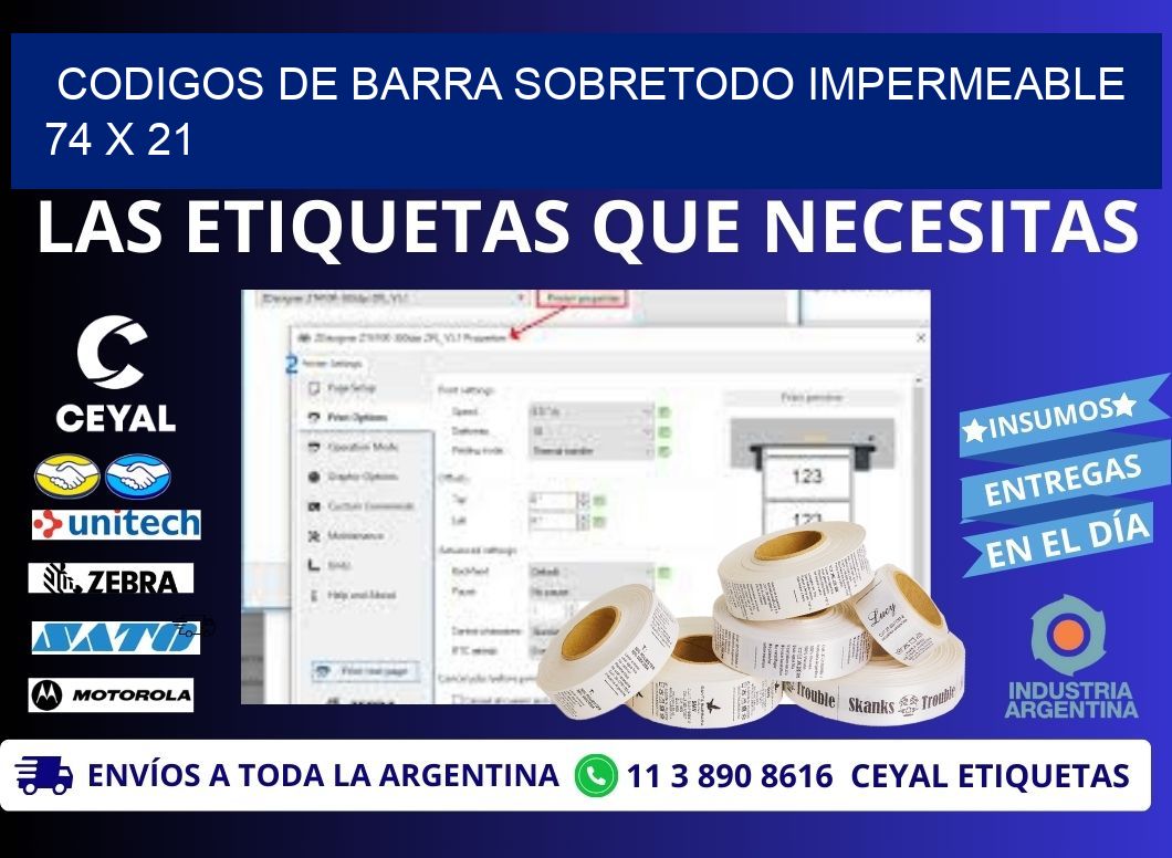 CODIGOS DE BARRA SOBRETODO IMPERMEABLE 74 x 21