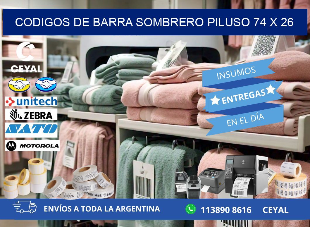 CODIGOS DE BARRA SOMBRERO PILUSO 74 x 26