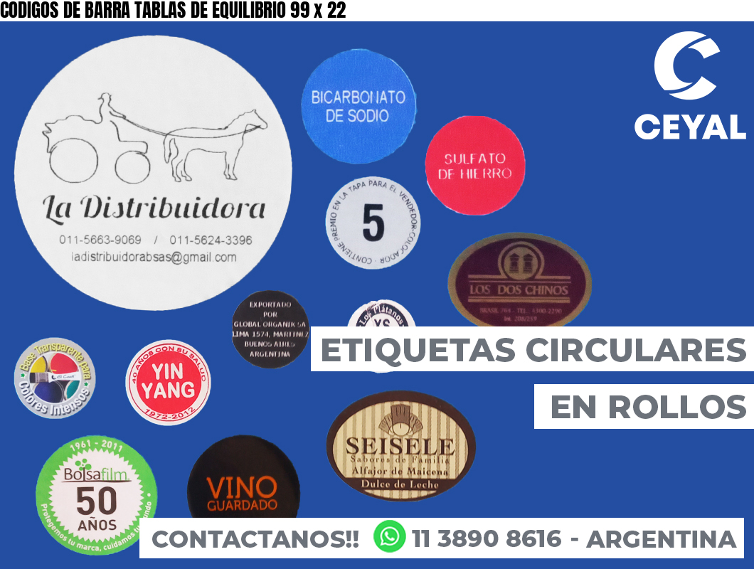 CODIGOS DE BARRA TABLAS DE EQUILIBRIO 99 x 22