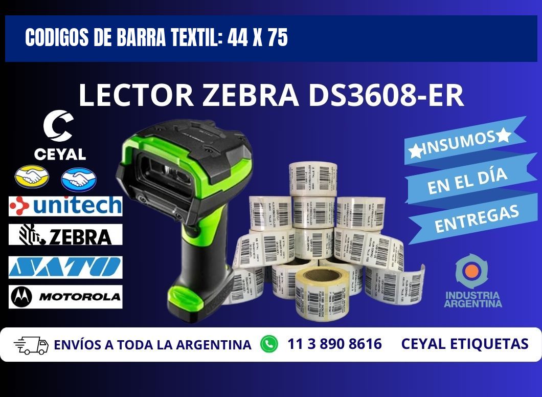 CODIGOS DE BARRA TEXTIL: 44 x 75