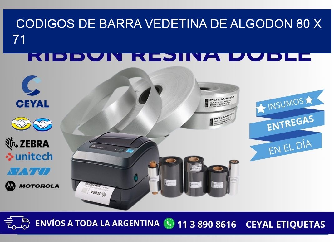 CODIGOS DE BARRA VEDETINA DE ALGODON 80 x 71