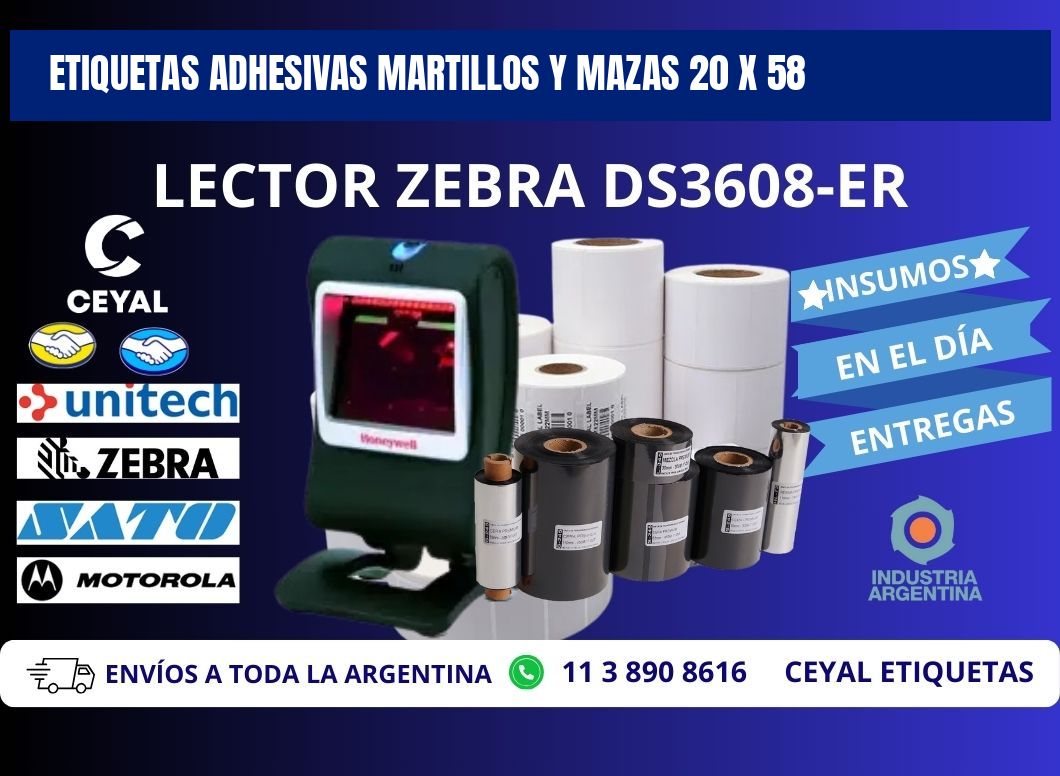 ETIQUETAS ADHESIVAS MARTILLOS Y MAZAS 20 x 58