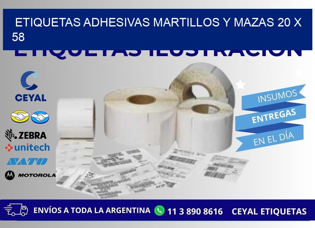 ETIQUETAS ADHESIVAS MARTILLOS Y MAZAS 20 x 58