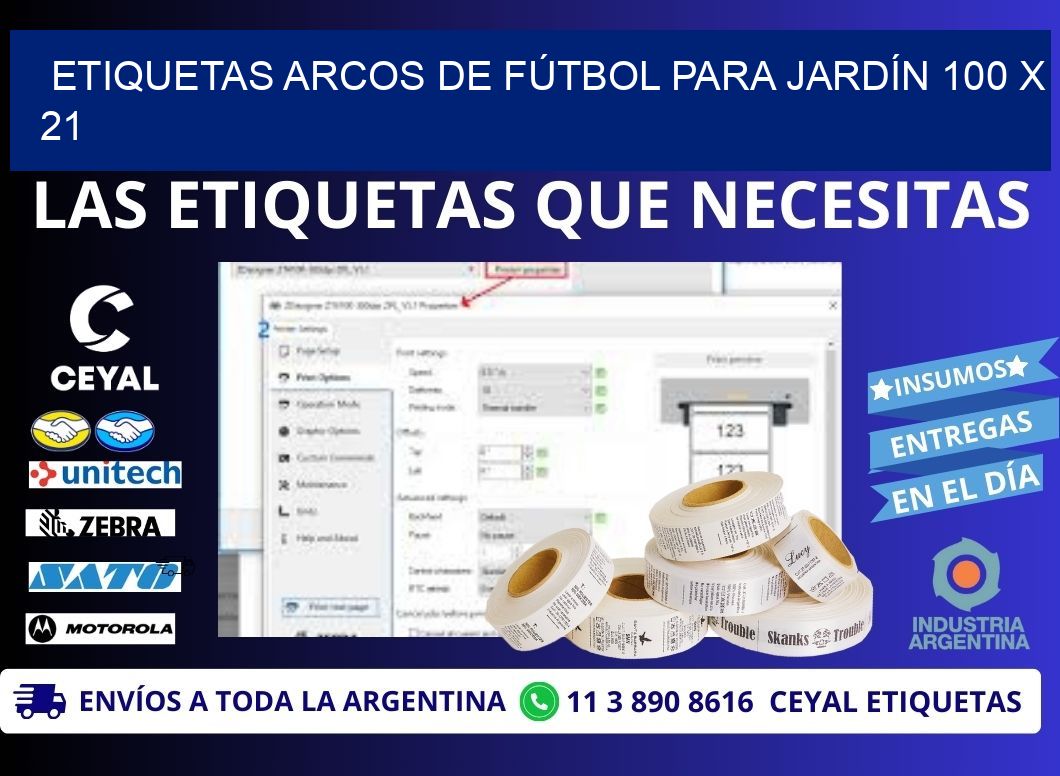 ETIQUETAS ARCOS DE FÚTBOL PARA JARDÍN 100 x 21