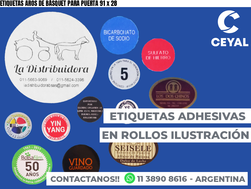 ETIQUETAS AROS DE BÁSQUET PARA PUERTA 91 x 28