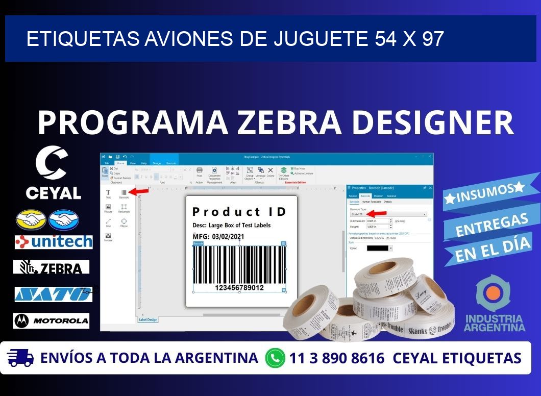 ETIQUETAS AVIONES DE JUGUETE 54 x 97