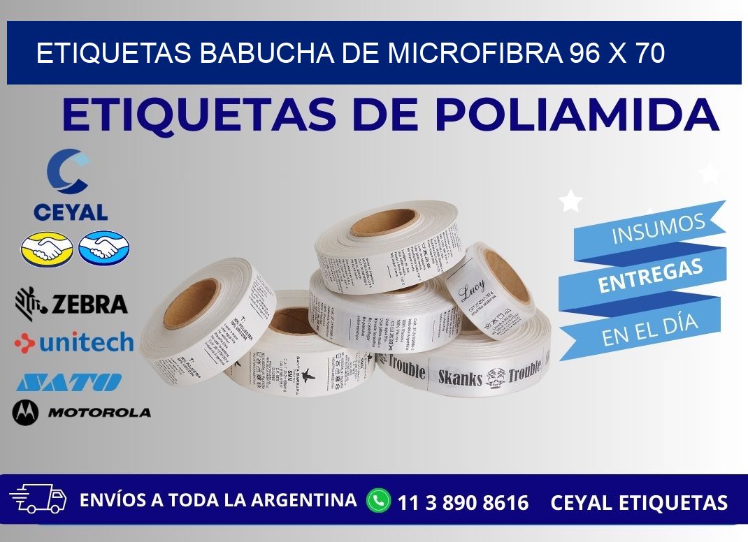 ETIQUETAS BABUCHA DE MICROFIBRA 96 x 70