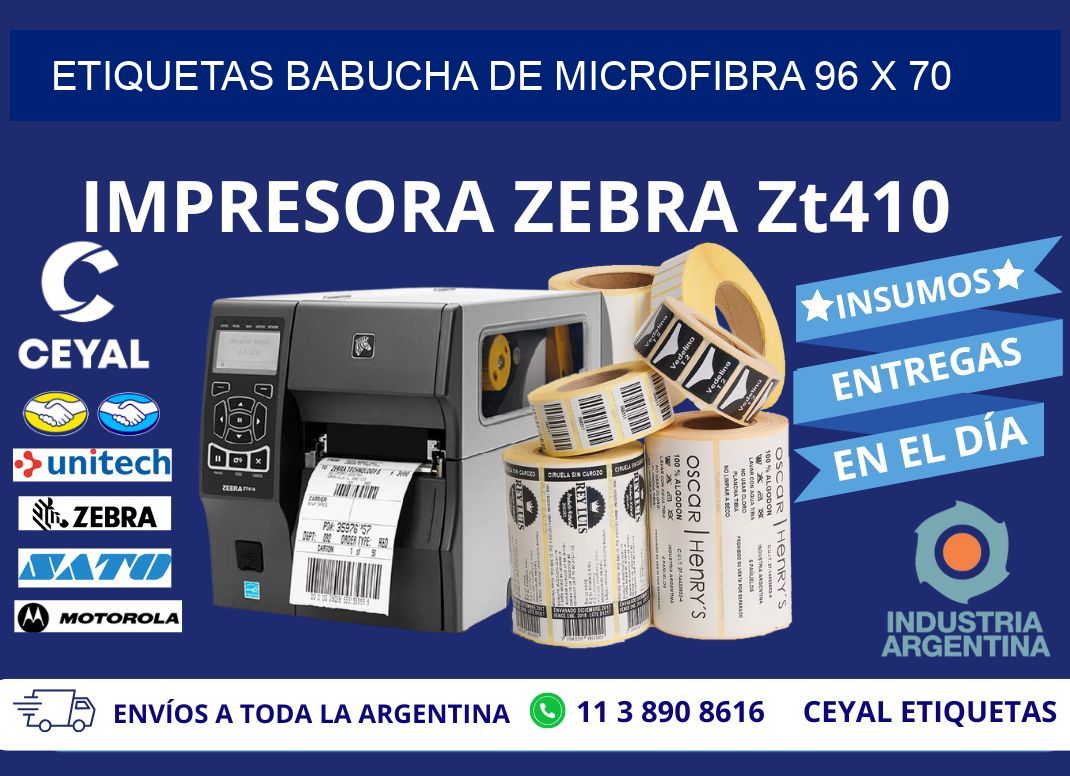 ETIQUETAS BABUCHA DE MICROFIBRA 96 x 70