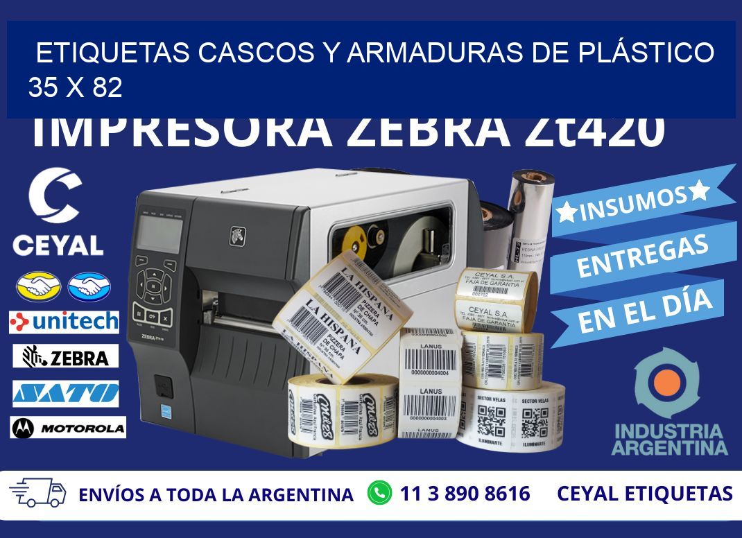 ETIQUETAS CASCOS Y ARMADURAS DE PLÁSTICO 35 x 82