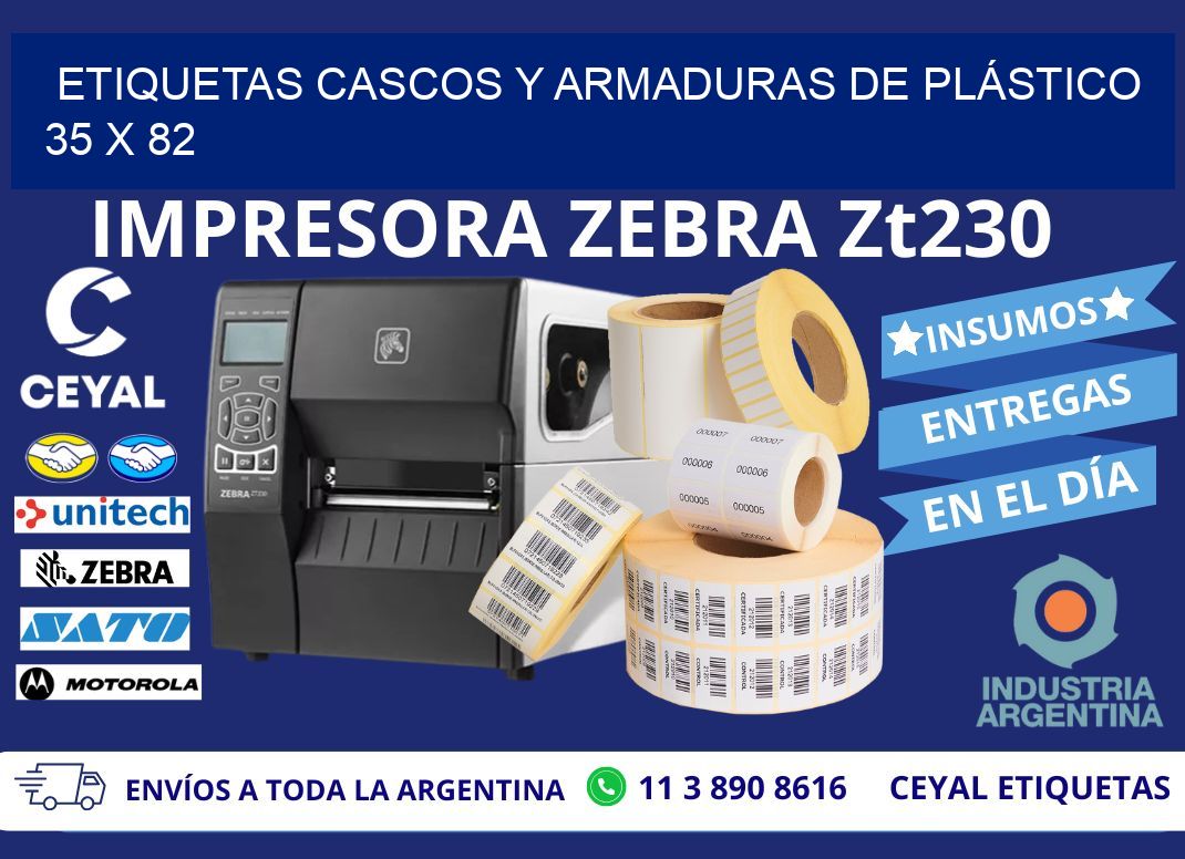 ETIQUETAS CASCOS Y ARMADURAS DE PLÁSTICO 35 x 82