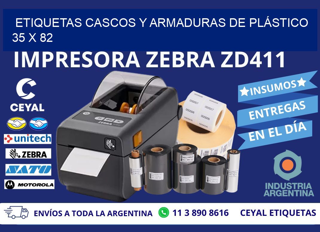 ETIQUETAS CASCOS Y ARMADURAS DE PLÁSTICO 35 x 82