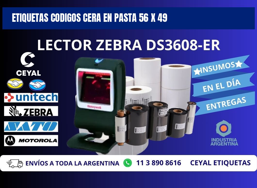 ETIQUETAS CODIGOS CERA EN PASTA 56 x 49