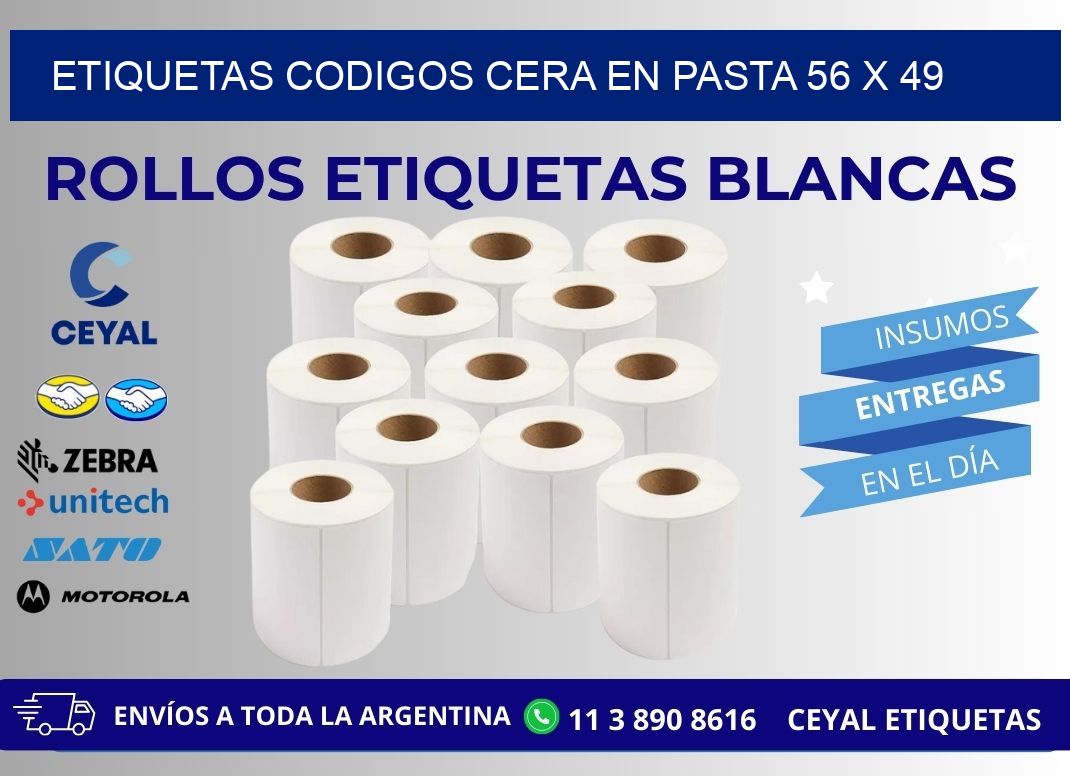ETIQUETAS CODIGOS CERA EN PASTA 56 x 49