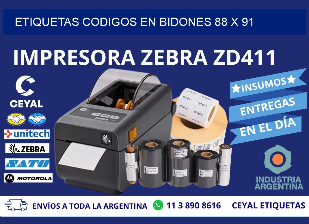 ETIQUETAS CODIGOS EN BIDONES 88 x 91