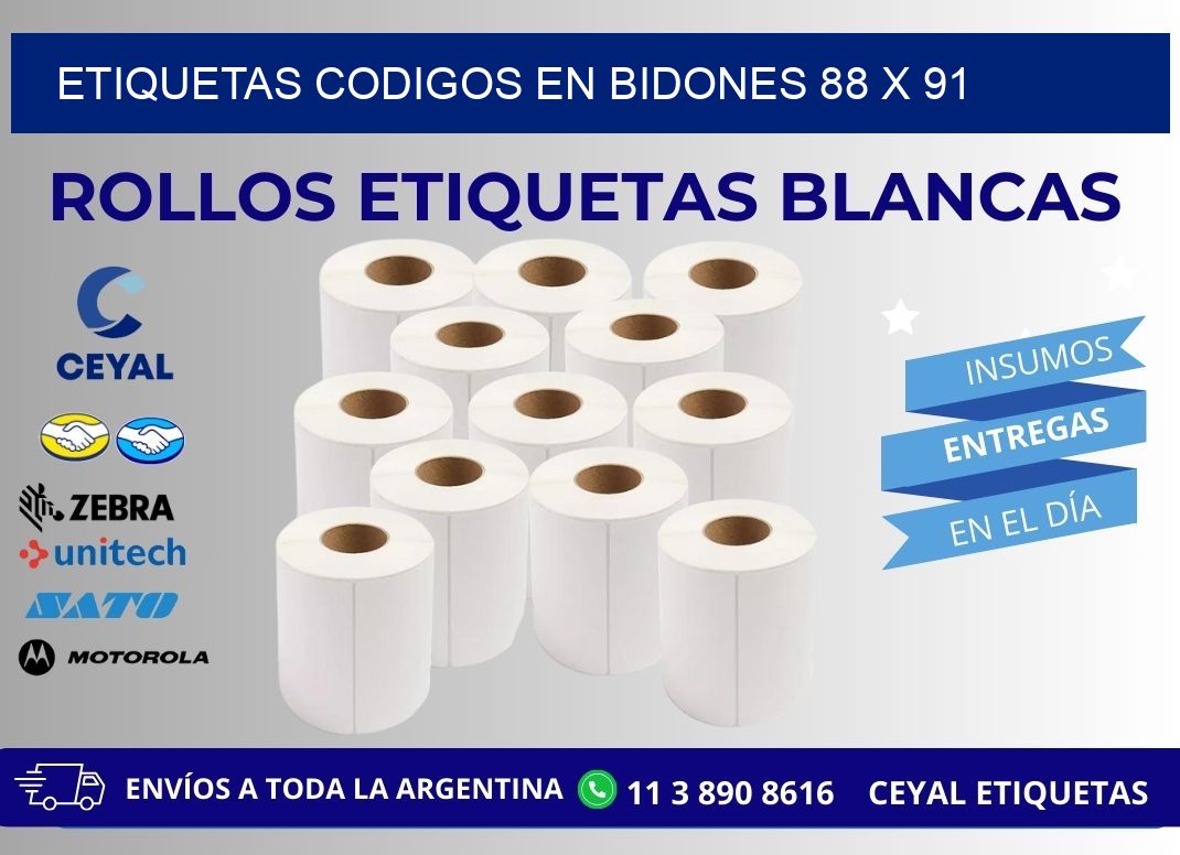 ETIQUETAS CODIGOS EN BIDONES 88 x 91